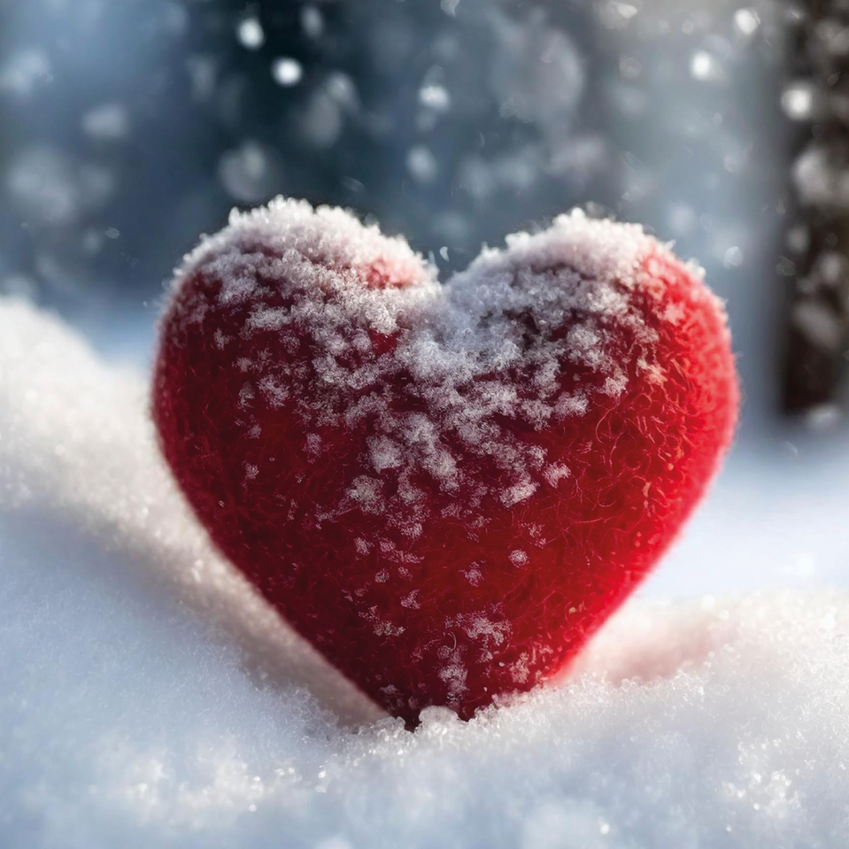 Tovat hjärta i snö